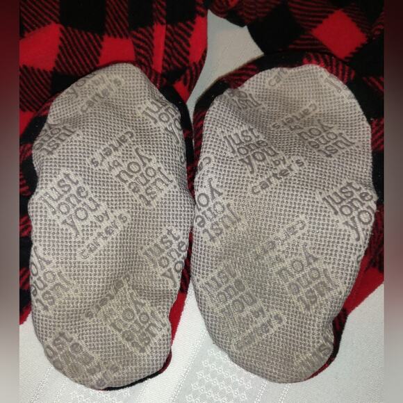 Carter's Footed Footie Pajamas RED BLACK BUFFALO PLAID Polar Bear Lumberjack 5 - Picture 10 of 15